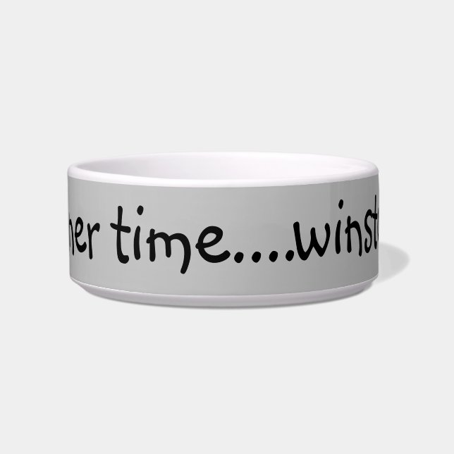 Ceramic Personalized Dog and Cat Bowls Gray (Front)