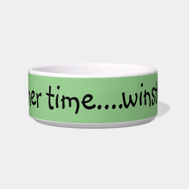 Ceramic Personalized Dog and Cat Bowls Light Green (Front)