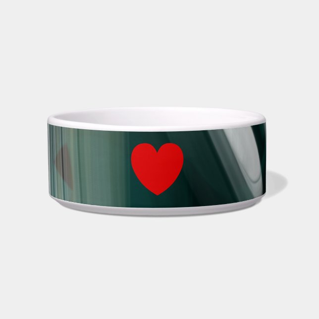 Ceramic Pet Bowl Trend Abstract Art Green White  (Front)