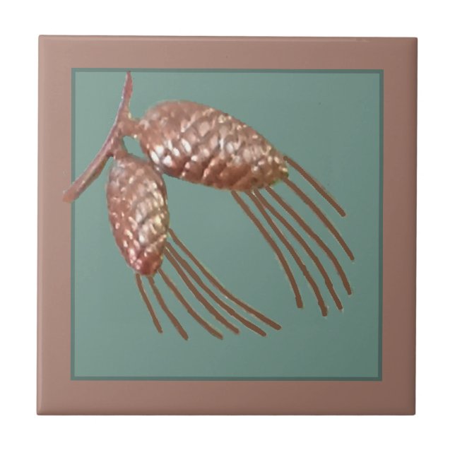 Ceramic pinecone tile copper (Front)