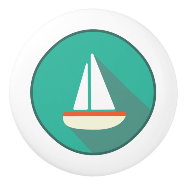 Ceramic Pull, Coastal Living Design, Sail Boat Knob (Front)