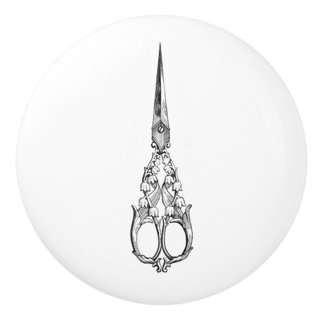 Ceramic Pull - Vintage Sewing Theme, Scissor (Front)