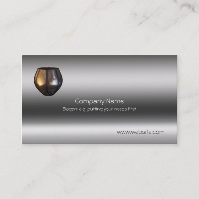 Ceramic Raku Pottery on Metallic-look template Business Card (Front)
