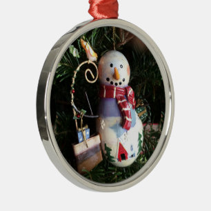 Ceramic Snowman Photography Art Metal Tree Decoration