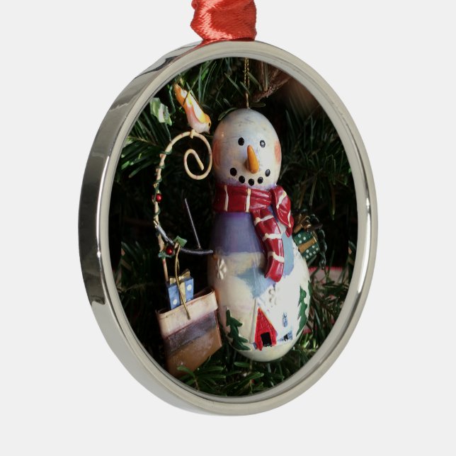 Ceramic Snowman Photography Art Metal Tree Decoration (Right)