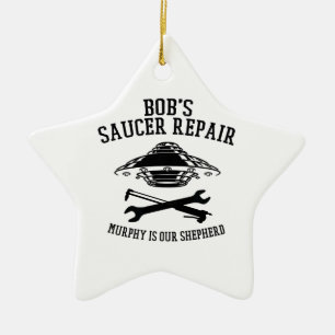 ceramic star ornament/ BSR black logo Ceramic Orna Tree Decoration