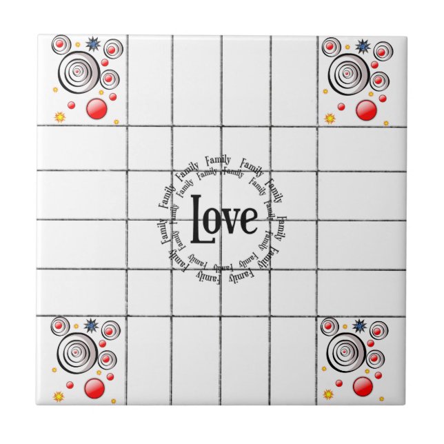 Ceramic Tile Abstract Love Family  (Front)