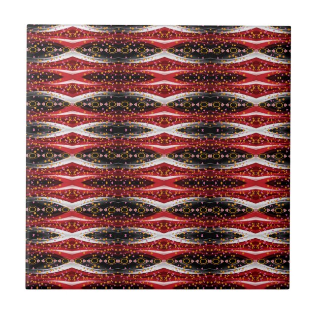 Ceramic Tile Abstract Red Black  White (Front)