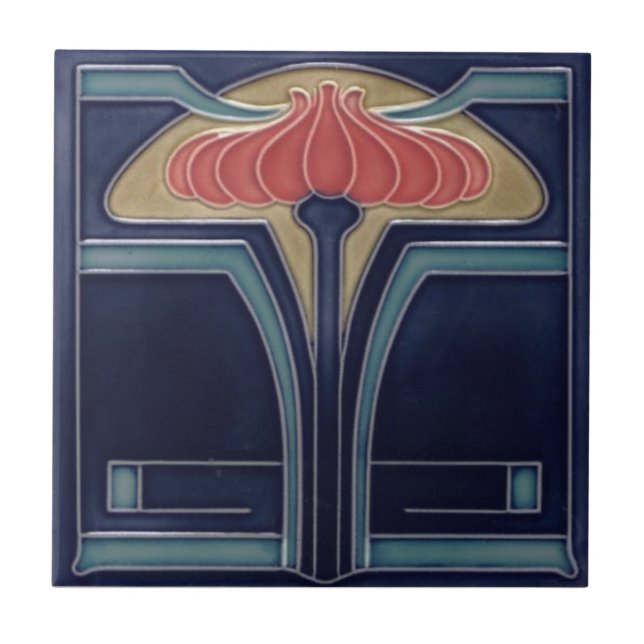 Ceramic Tile - Antique Looking Floral Art Nouveau (Front)