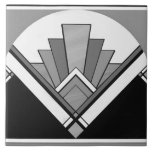 Ceramic Tile - Art Deco Fan Design B/W<br><div class="desc">Beautiful Art Deco fan design.</div>