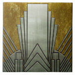Ceramic Tile - Art Deco Gray and Gold<br><div class="desc">A unique decorative tile for your home. Note: This art deco ceramic tile is not mirrored. It is silver in color & is a copy of a vintage tile. Welcome all feedback & photo's of your purchases & in turn you could be helping someone in making the right choice for...</div>