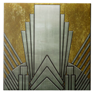 Ceramic Tile - Art Deco Grey & Gold