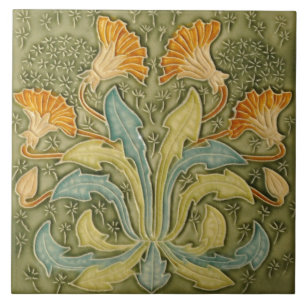 Ceramic Tile - Art Nouveau Dandelion Flowers