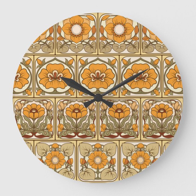 Ceramic Tile: Art Nouveau Style. Large Clock (Front)