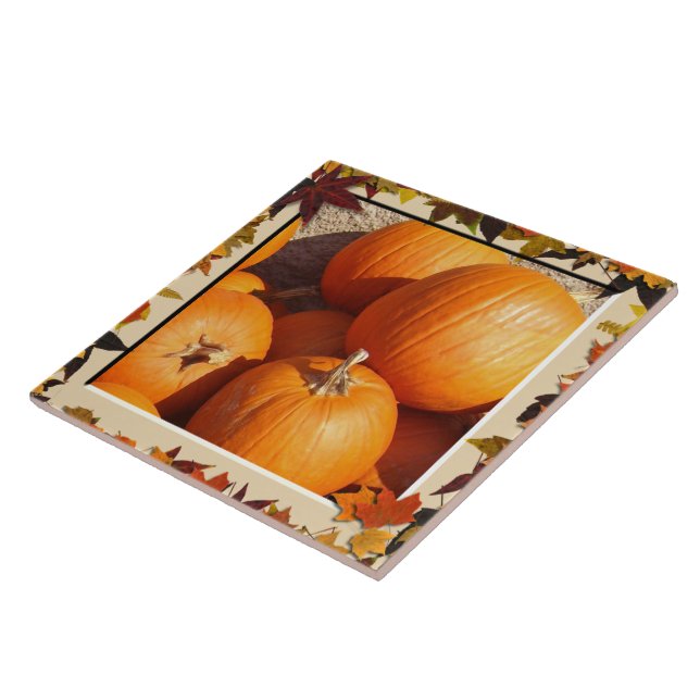 Ceramic Tile - Autumn Framed Pumpkins (Side)