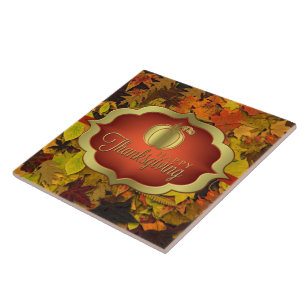 Ceramic Tile - Autumnal Happy Thanksgiving