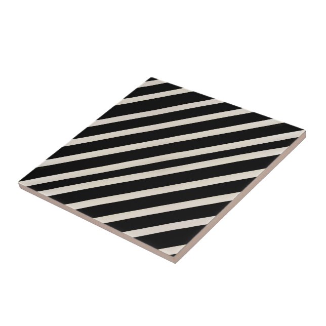 Ceramic Tile Black and Beige Stripe (Side)