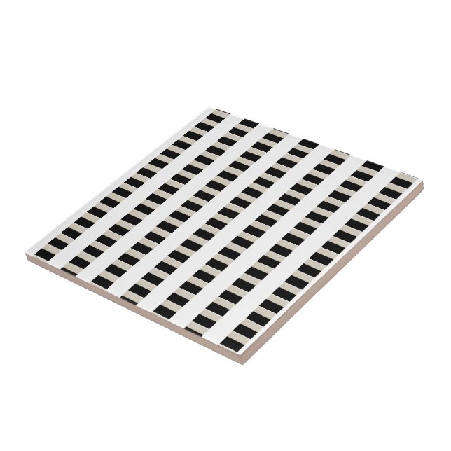 Ceramic Tile Black and Beige Stripe (Side)