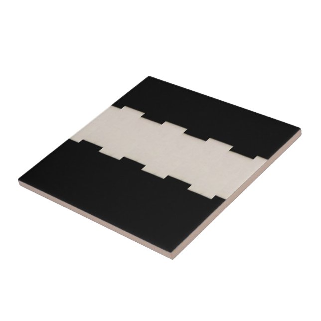Ceramic Tile Black and Beige Stripe (Side)