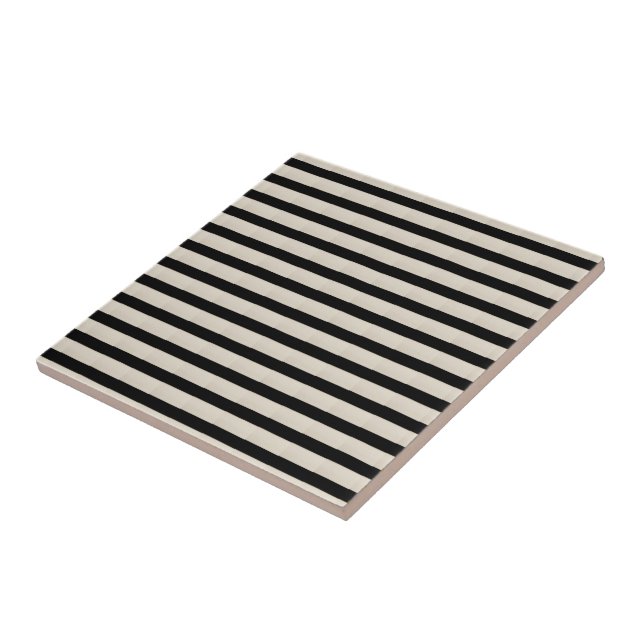 Ceramic Tile Black and Beige Stripe (Side)