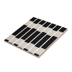 Ceramic Tile Black and Beige Stripe