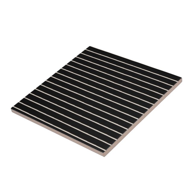 Ceramic Tile Black and Beige Stripe Square (Side)
