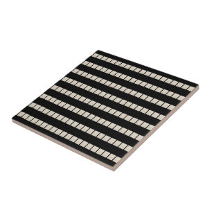 Ceramic Tile Black and Beige Stripe Square