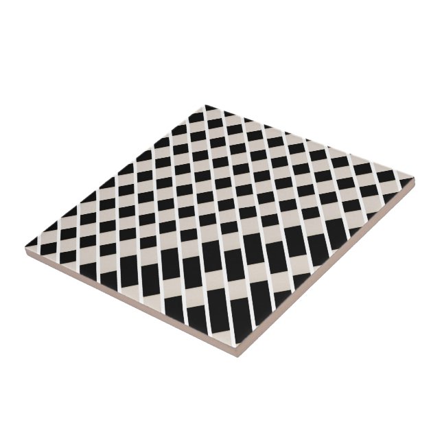 Ceramic Tile Black and Beige Stripe Square (Side)