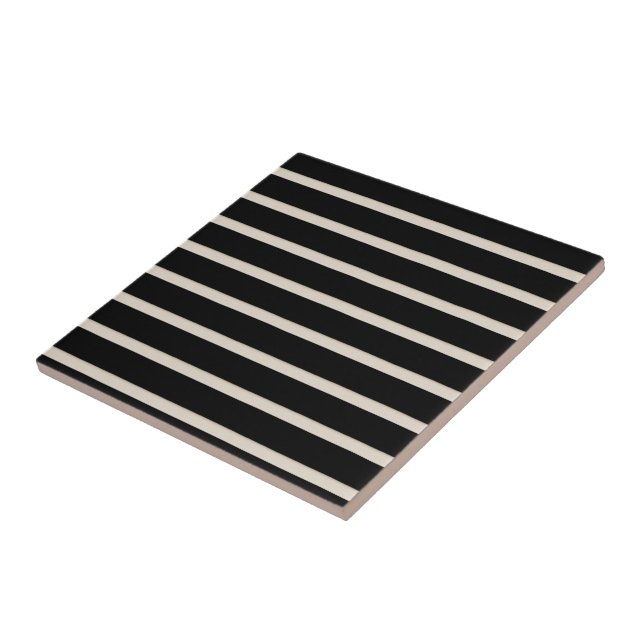 Ceramic Tile Black and Beige Stripe Square (Side)