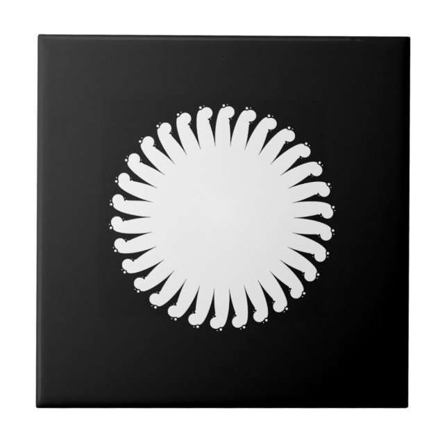 Ceramic Tile  Black White Sun (Front)