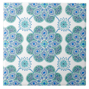 Ceramic Tile blue and green repeating pattern