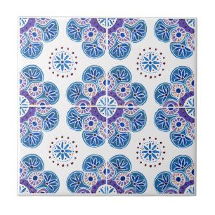 Ceramic Tile Blue and Purple backsplash