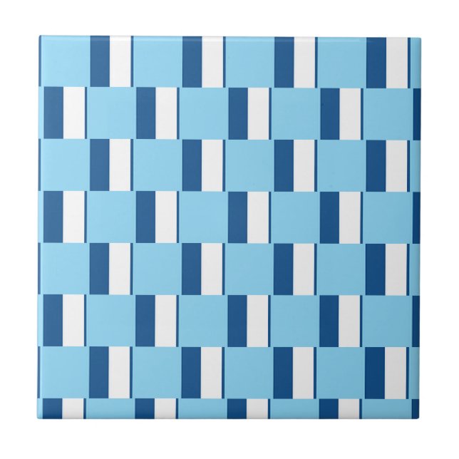Ceramic Tile Blue & White Stripe  (Front)