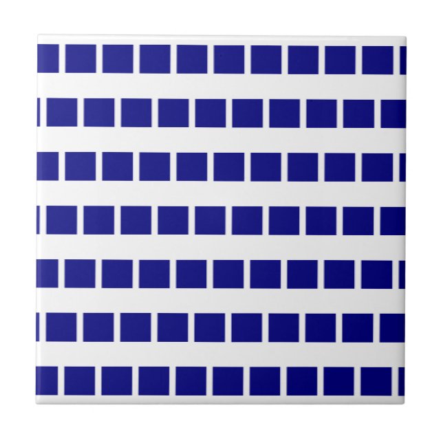 Ceramic Tile Blue & White Stripe Chequered (Front)