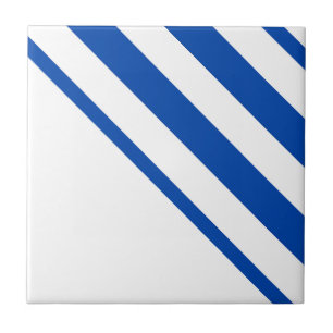 Ceramic Tile Blue & White Stripe Square