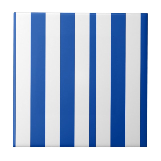 Ceramic Tile Blue & White Stripe Square (Front)