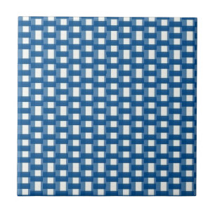 Ceramic Tile Blue & White Stripe Square