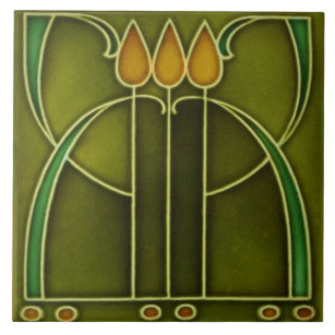 Ceramic Tile - Border Three Tulips Art Nouveau