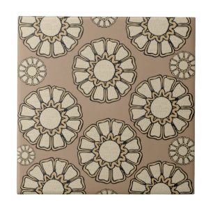 Ceramic Tile Brown Beige Circular Pattern