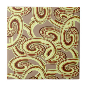Ceramic Tile Brown Swirl Pattern