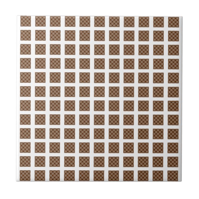 Ceramic Tile Brown & White Stripe Square (Front)