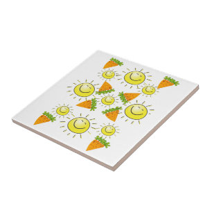 Ceramic Tile Carrots Sun