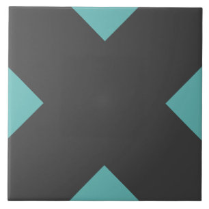Ceramic Tile Charcoal Teal Geometric X Decor