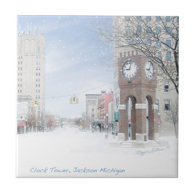 Ceramic Tile - Clock Tower Jackson Michigan (Front)