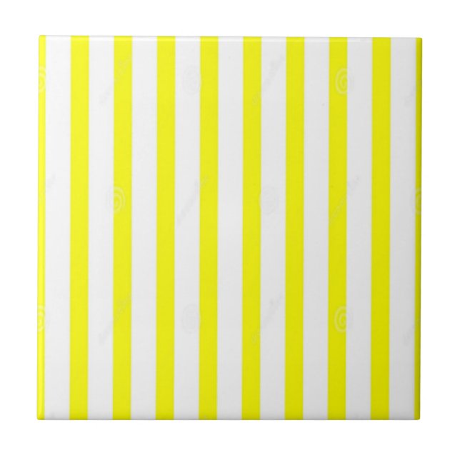 Ceramic Tile Colourful Colours Yellow & White Stri (Front)
