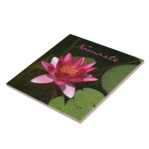 CERAMIC TILE/ DARK-ROSE COLORED WATER LILY TILE