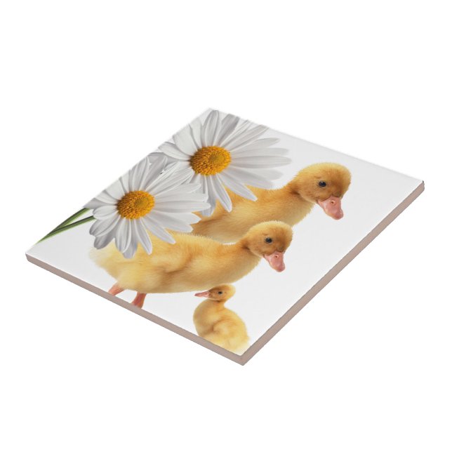 Ceramic Tile Duck White Flowers (Side)