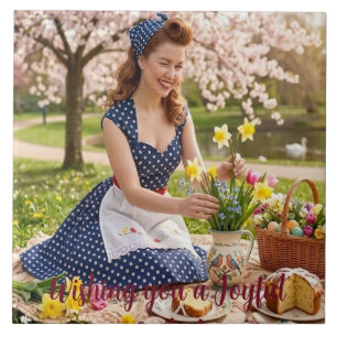 Ceramic Tile: Easter Picnic (Vintage Style) Tile