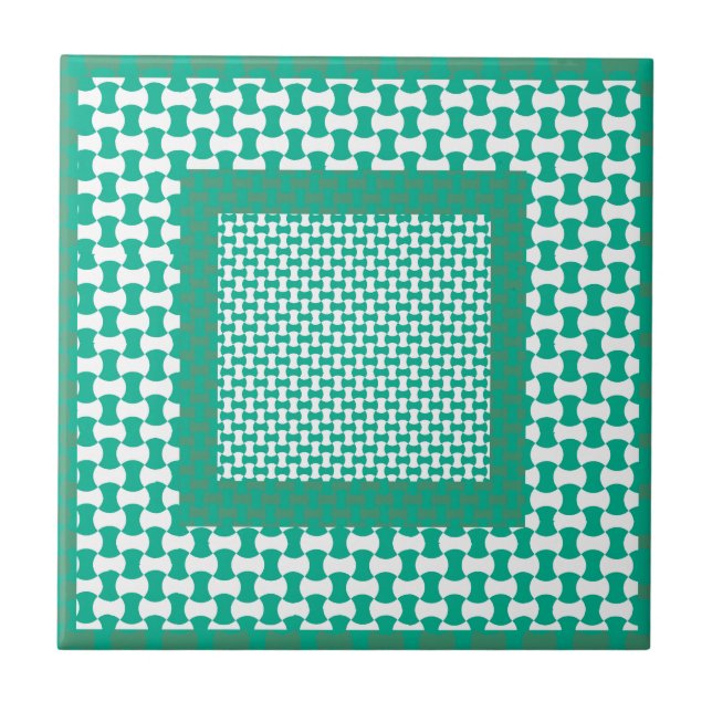 Ceramic Tile, Emerald Green Geometric Pattern Tile (Front)