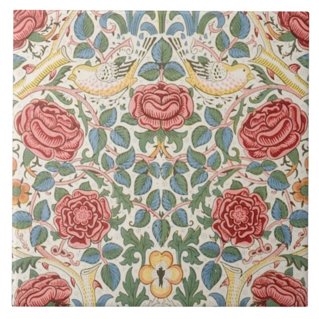 Ceramic tile fireplace William Morris designs 016 (Front)